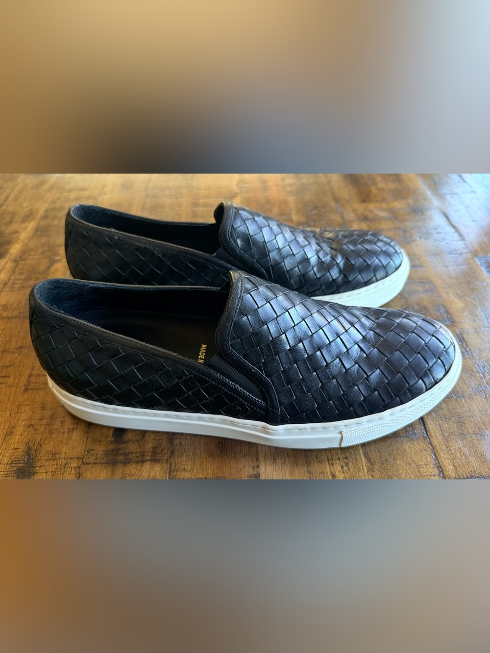 H.S. Trask Woven Leather Slip‑On Shoes • Men’s 11 • Black • Italy • 30‑1221